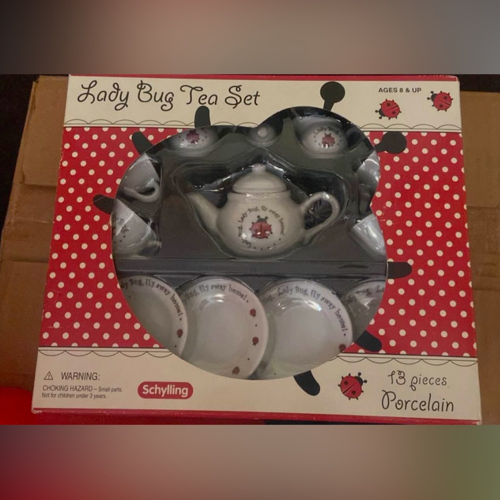 Schylling Ladybug Porcelain Tea Set - White and Red